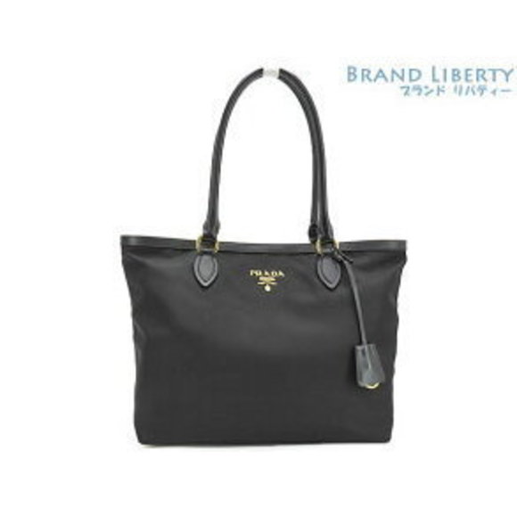 Prada Nylon Shoulder Bag Tote Handbag Nero Black Leather - Picture 1 of 9